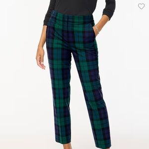J. Crew Womens Holiday Black Watch Navy blue & Green plaid ankle pants Size 8